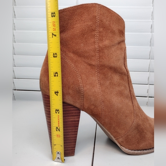 Joie Dalton Brown Suede Zipper Stacked Heel Ankle Booties Sz 11 - Picture 10 of 13